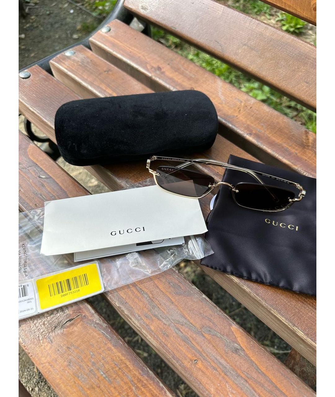 GUCCI Черные металлические солнцезащитные очки, фото 2