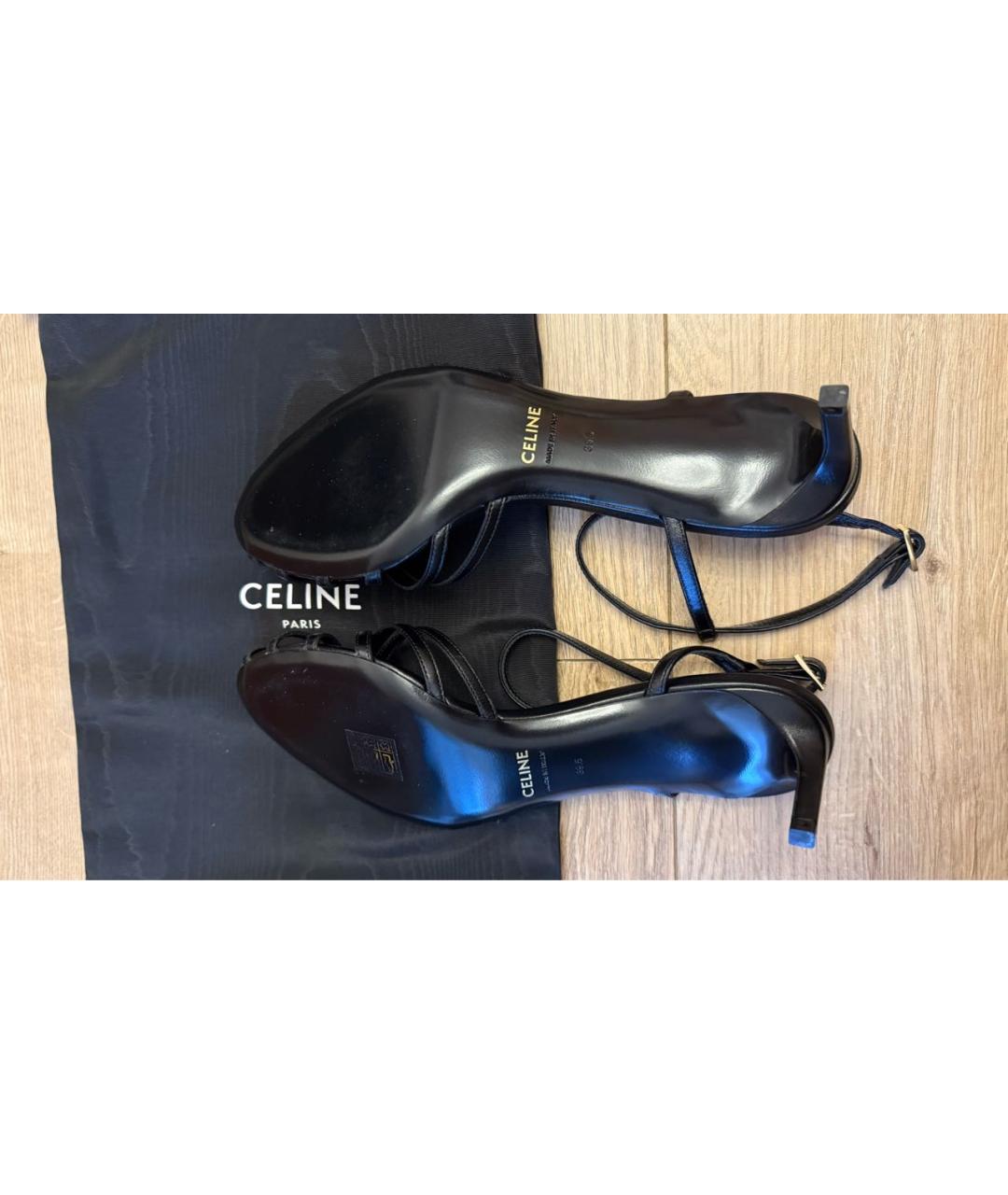 CELINE Черные кожаные босоножки, фото 5