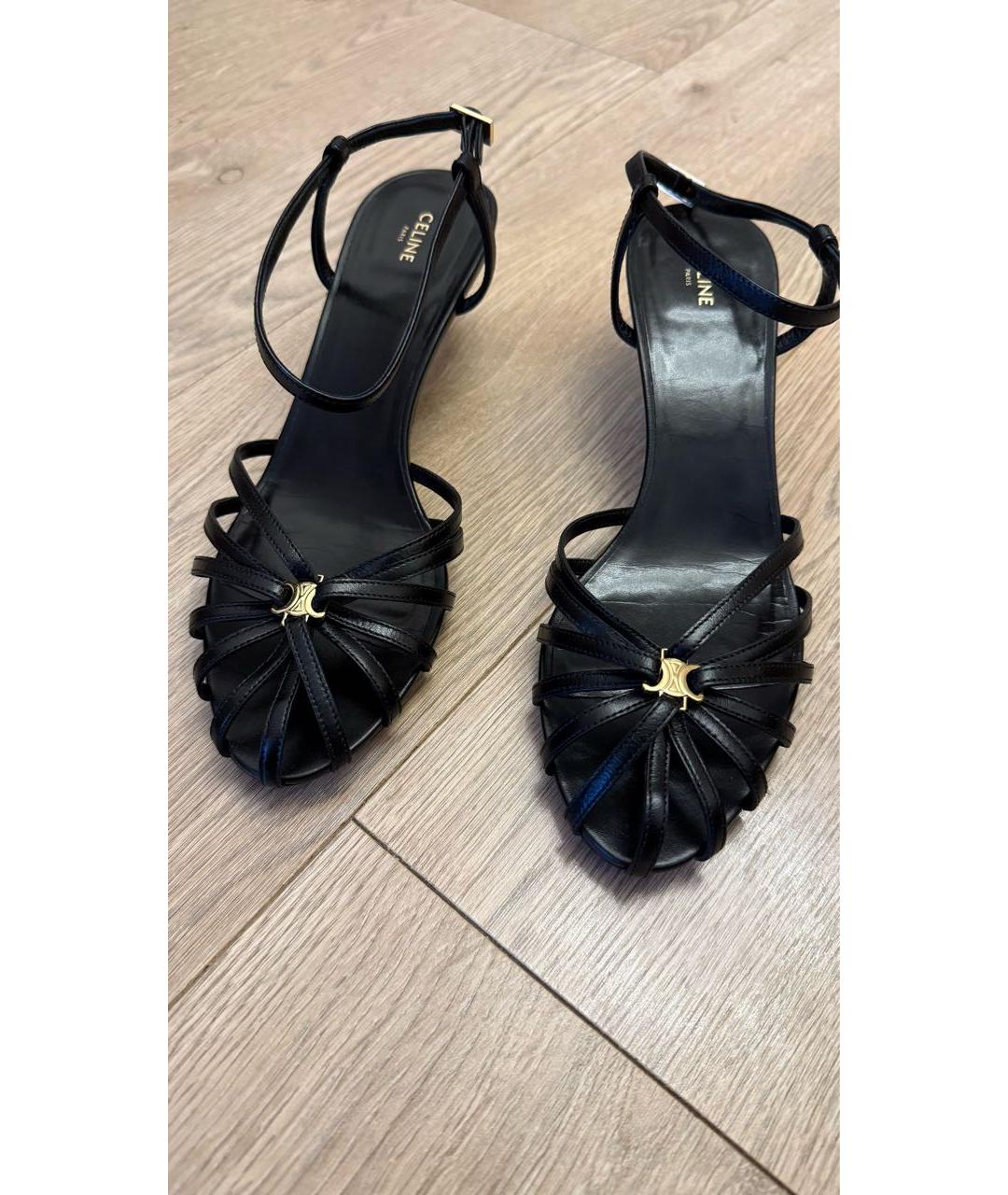 CELINE Черные кожаные босоножки, фото 2