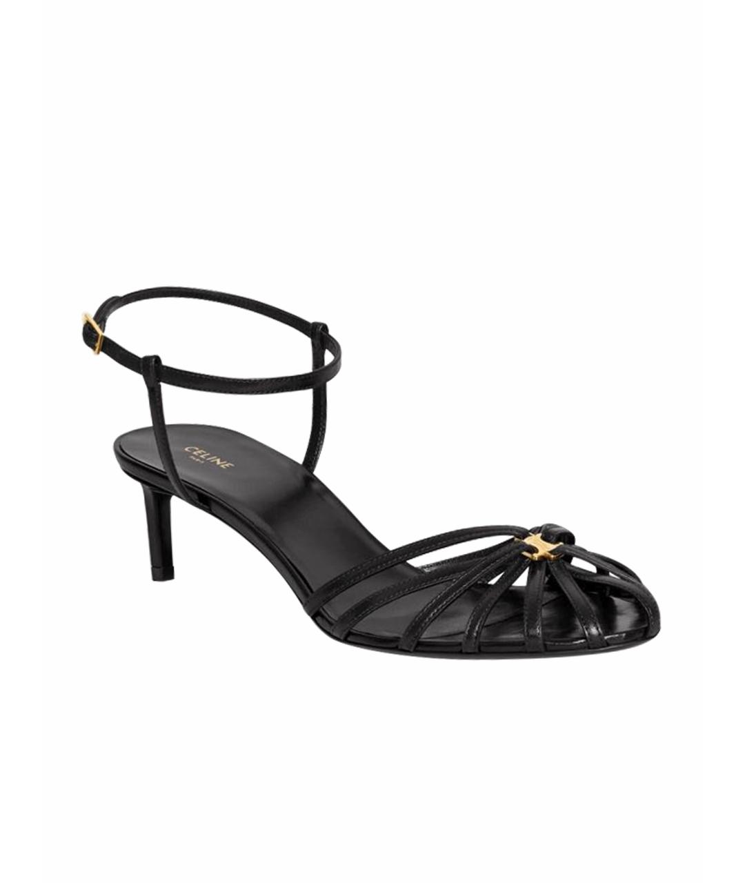 CELINE Черные кожаные босоножки, фото 1