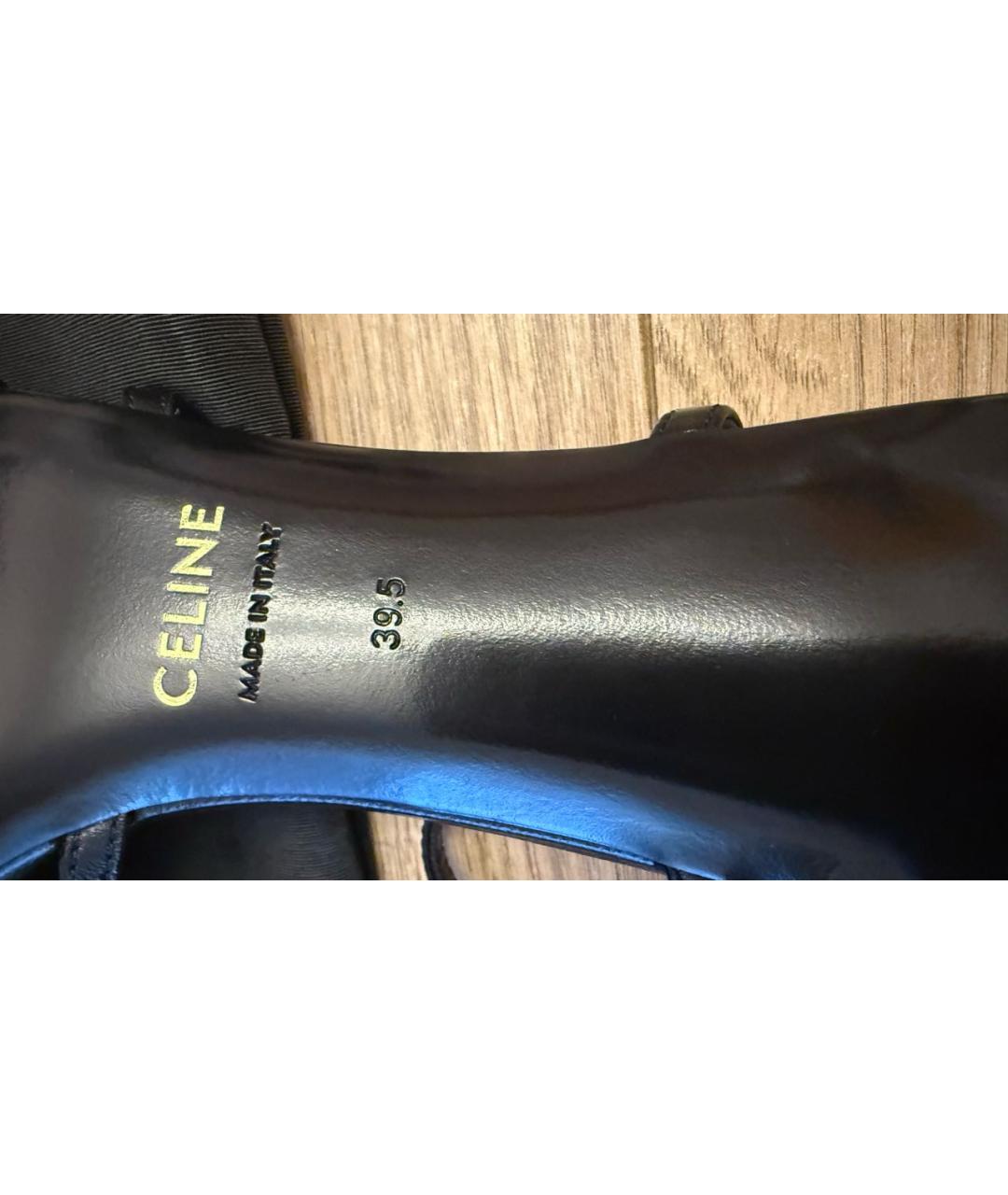 CELINE Черные кожаные босоножки, фото 6