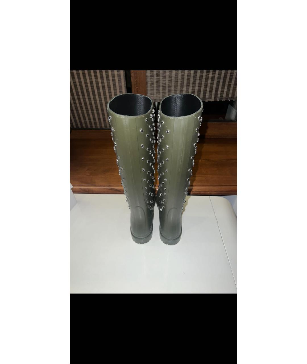 SAINT LAURENT Хаки резиновые сапоги, фото 4