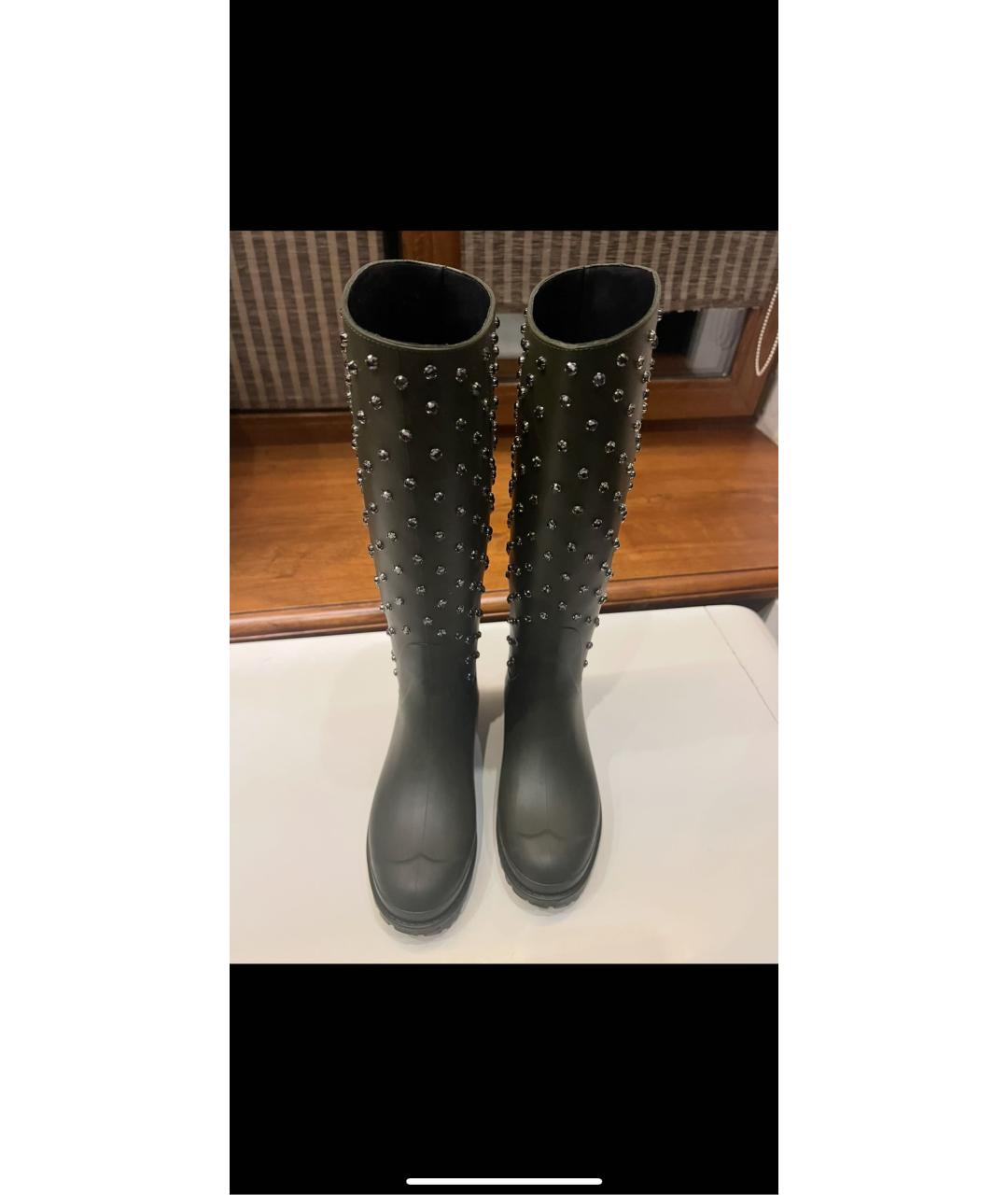 SAINT LAURENT Хаки резиновые сапоги, фото 3