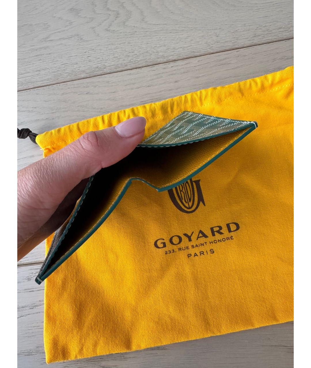 GOYARD Зеленый кожаный кардхолдер, фото 2