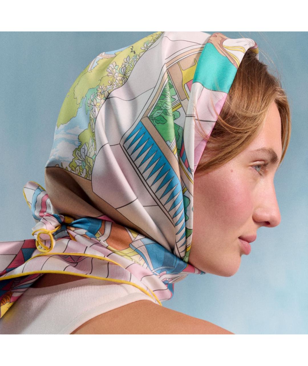 HERMES Мульти шелковый платок, фото 4