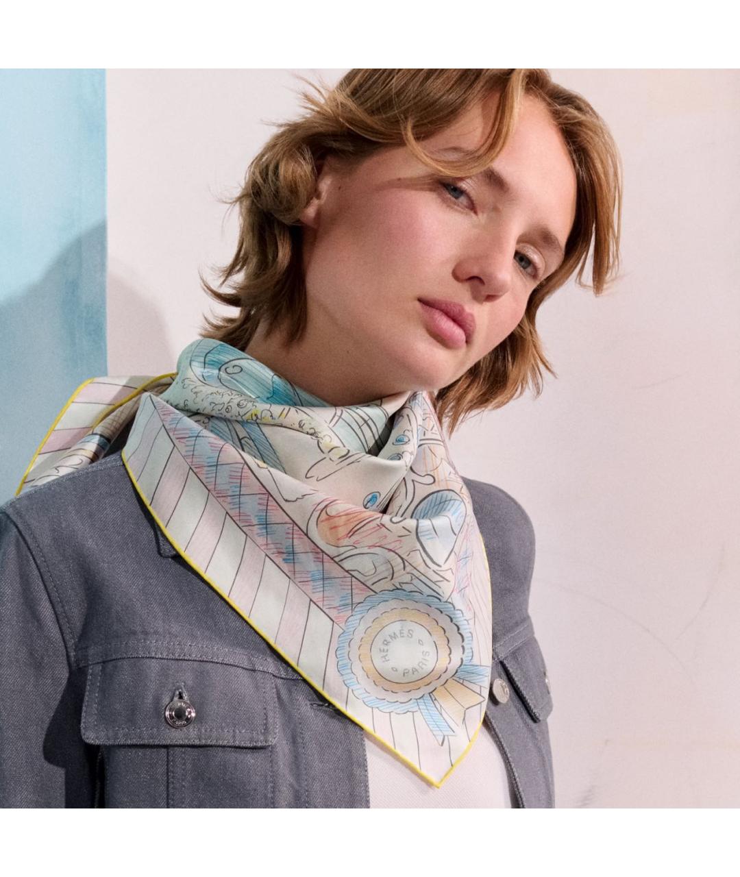 HERMES Мульти шелковый платок, фото 5
