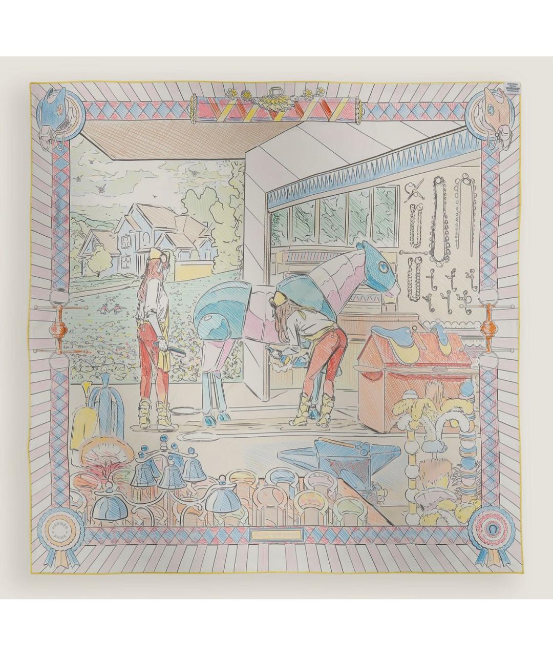 HERMES Мульти шелковый платок, фото 3