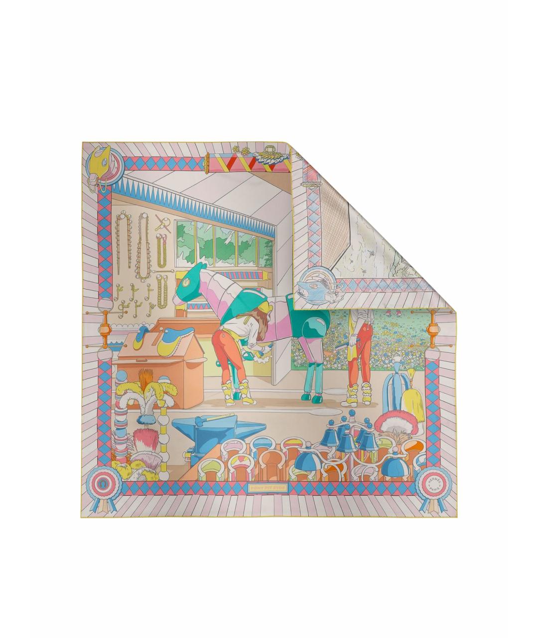 HERMES Мульти шелковый платок, фото 1