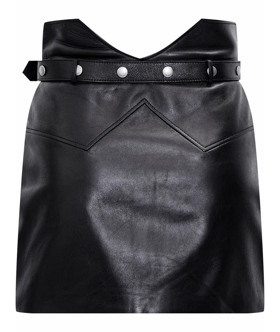 SAINT LAURENT Черная кожаная юбка мини, фото 9