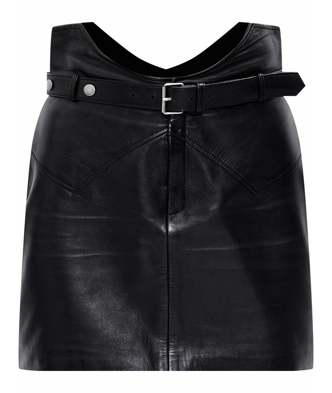 SAINT LAURENT Черная кожаная юбка мини, фото 1