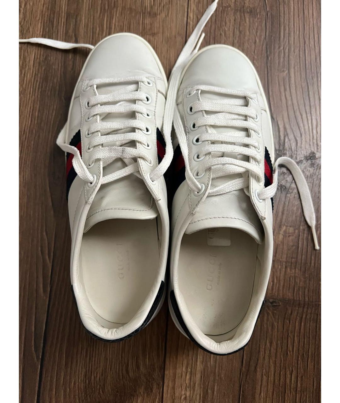 GUCCI Белые кожаные кеды, фото 3