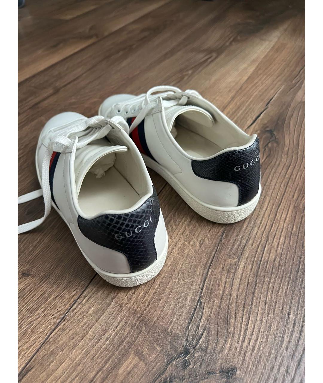 GUCCI Белые кожаные кеды, фото 6