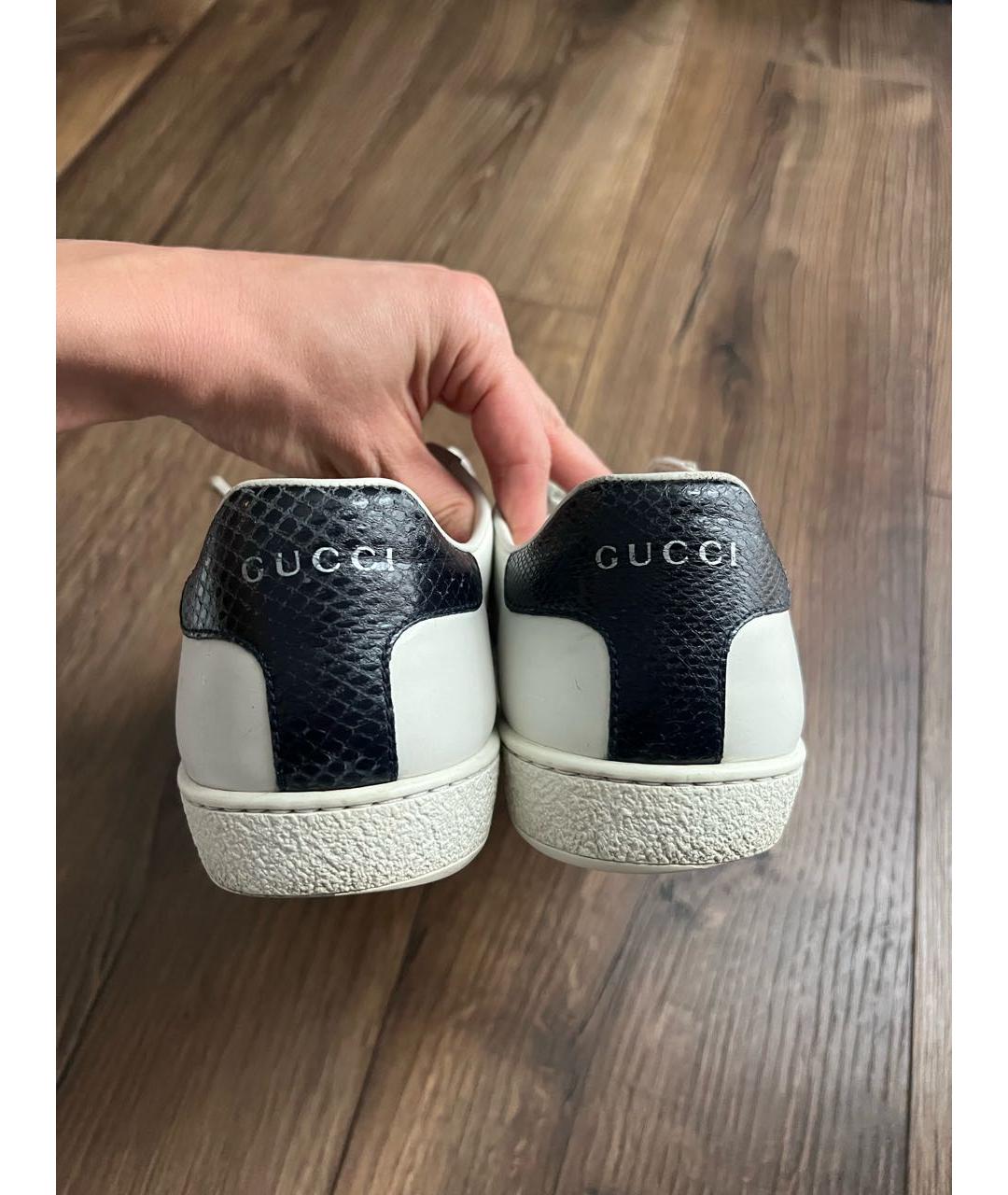 GUCCI Белые кожаные кеды, фото 4