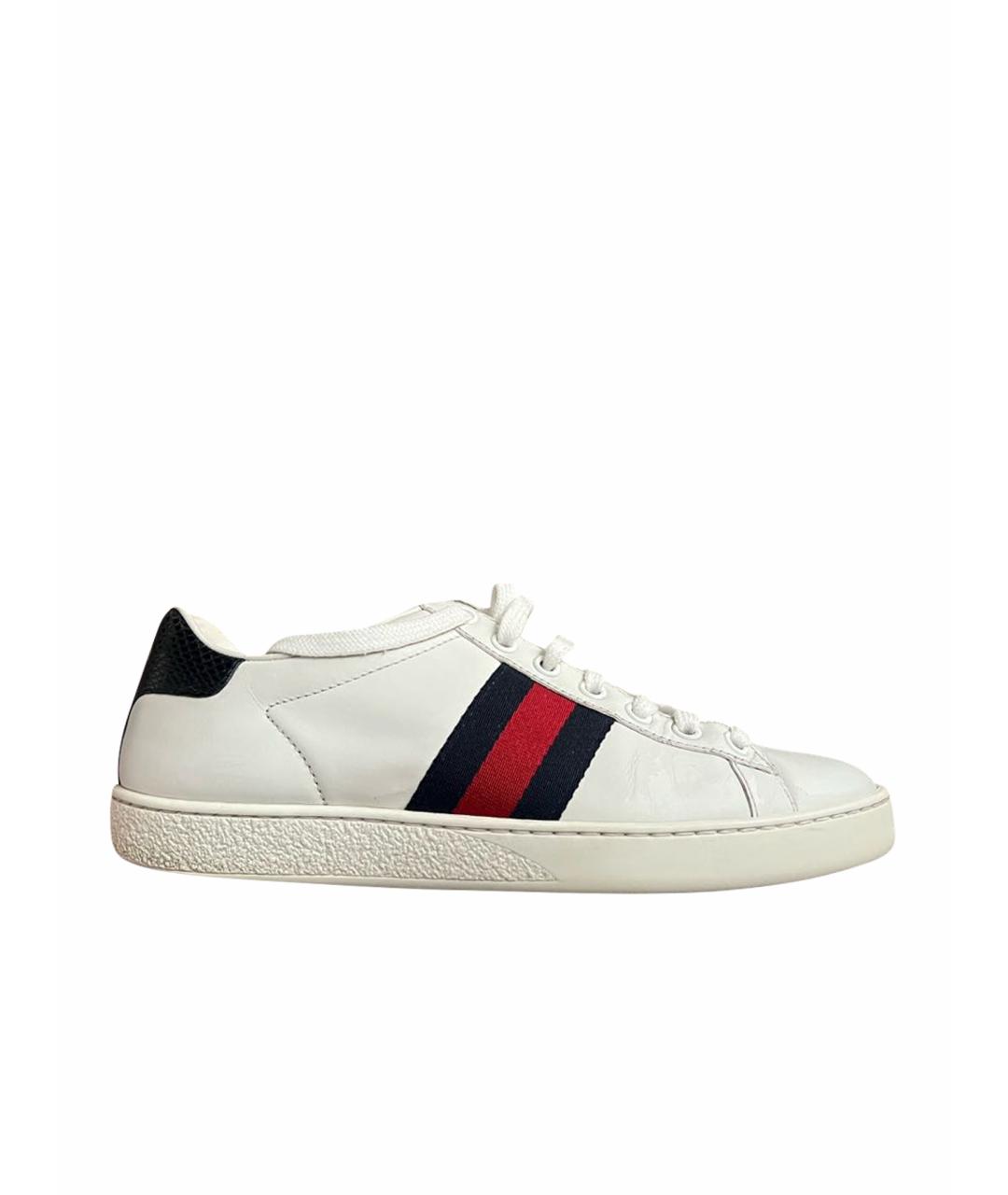 GUCCI Белые кожаные кеды, фото 1