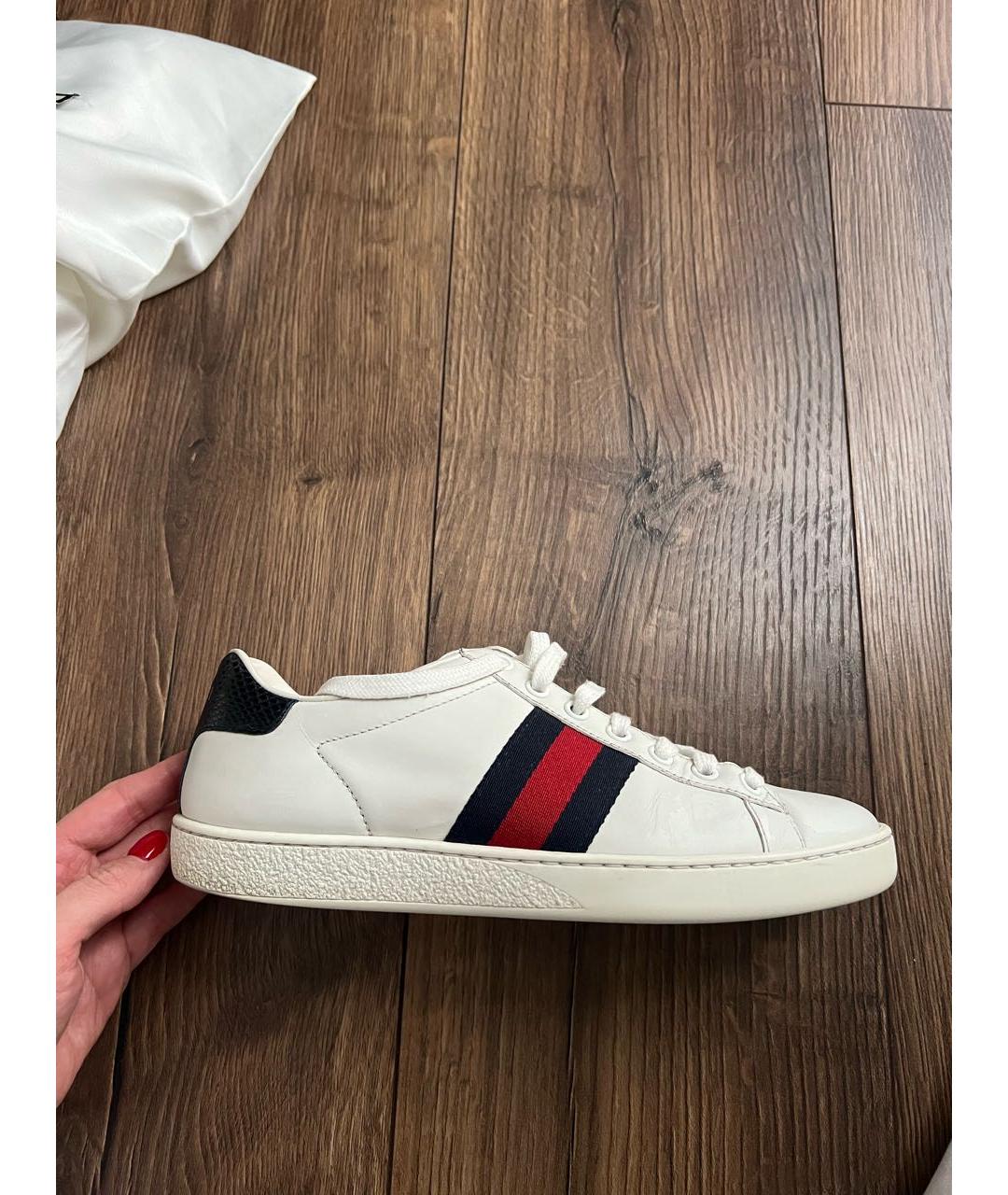GUCCI Белые кожаные кеды, фото 9