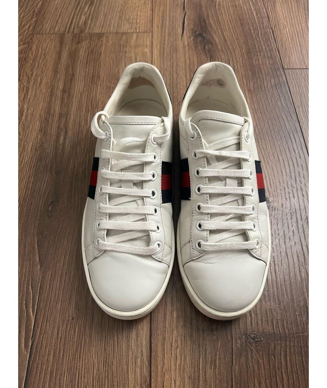 GUCCI Белые кожаные кеды, фото 2