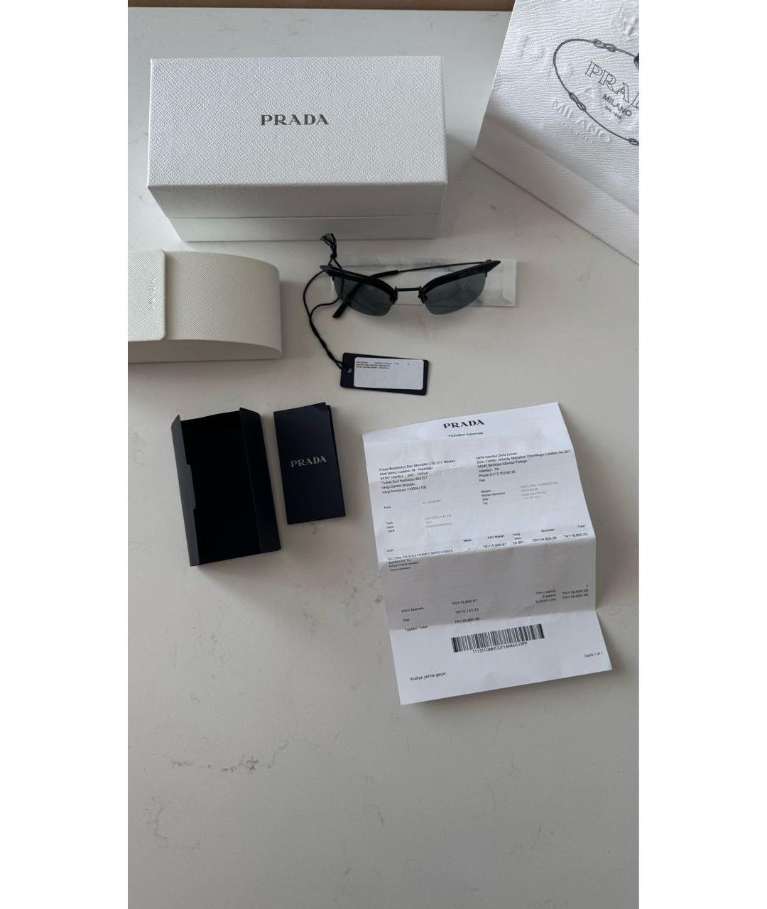 PRADA Черные металлические солнцезащитные очки, фото 2