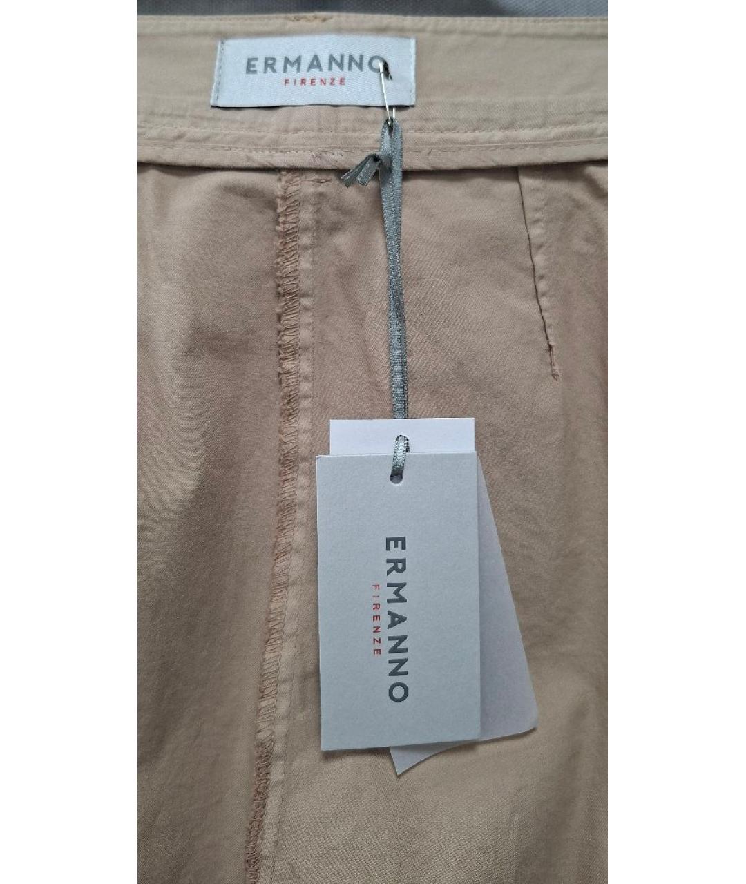 ERMANNO SCERVINO Бежевые хлопковые брюки широкие, фото 3