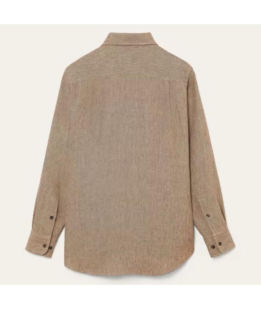 LORO PIANA Коричневая льняная рубашка, фото 2