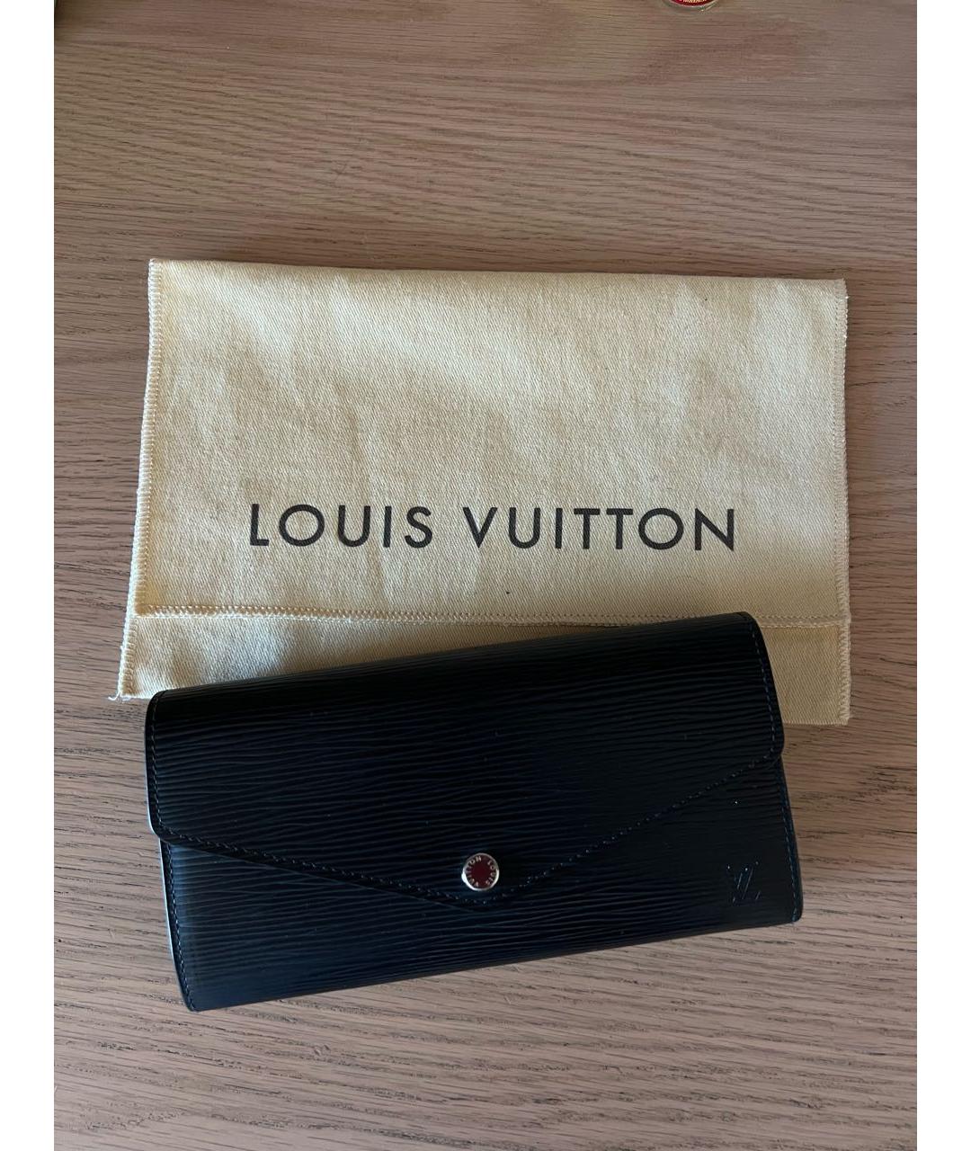 LOUIS VUITTON Черный кожаный кошелек, фото 3