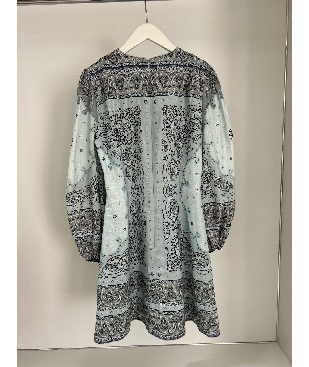 ZIMMERMANN Голубое льняное повседневное платье, фото 2