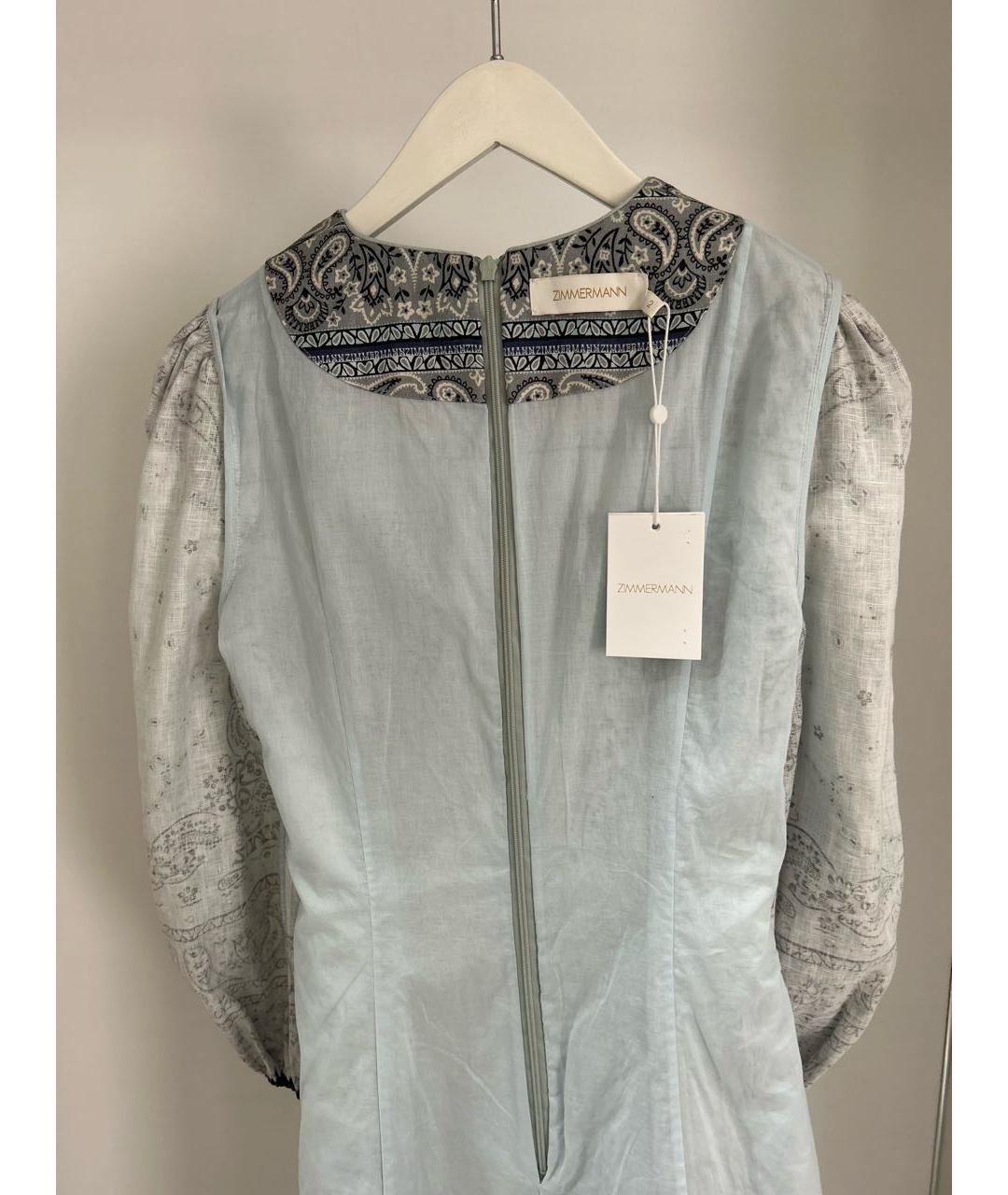 ZIMMERMANN Голубое льняное повседневное платье, фото 3