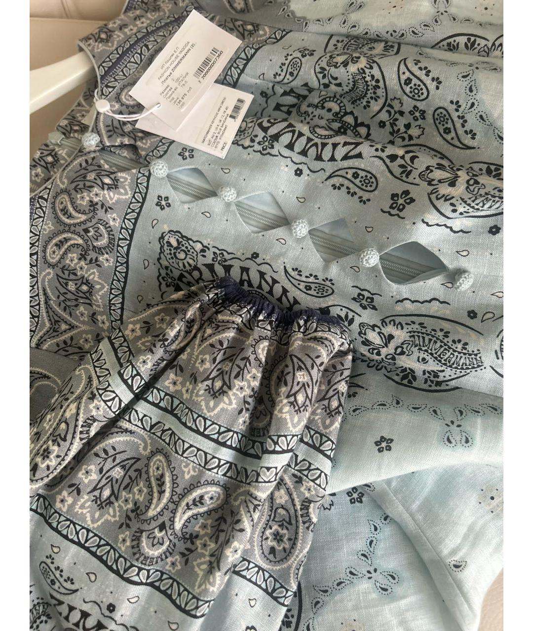 ZIMMERMANN Голубое льняное повседневное платье, фото 8