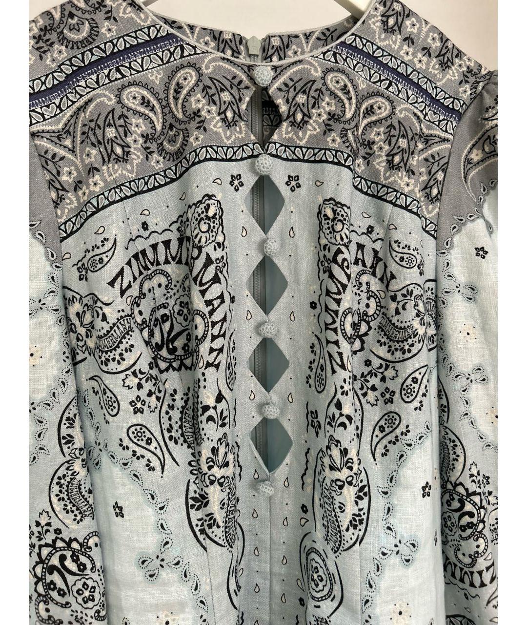 ZIMMERMANN Голубое льняное повседневное платье, фото 4