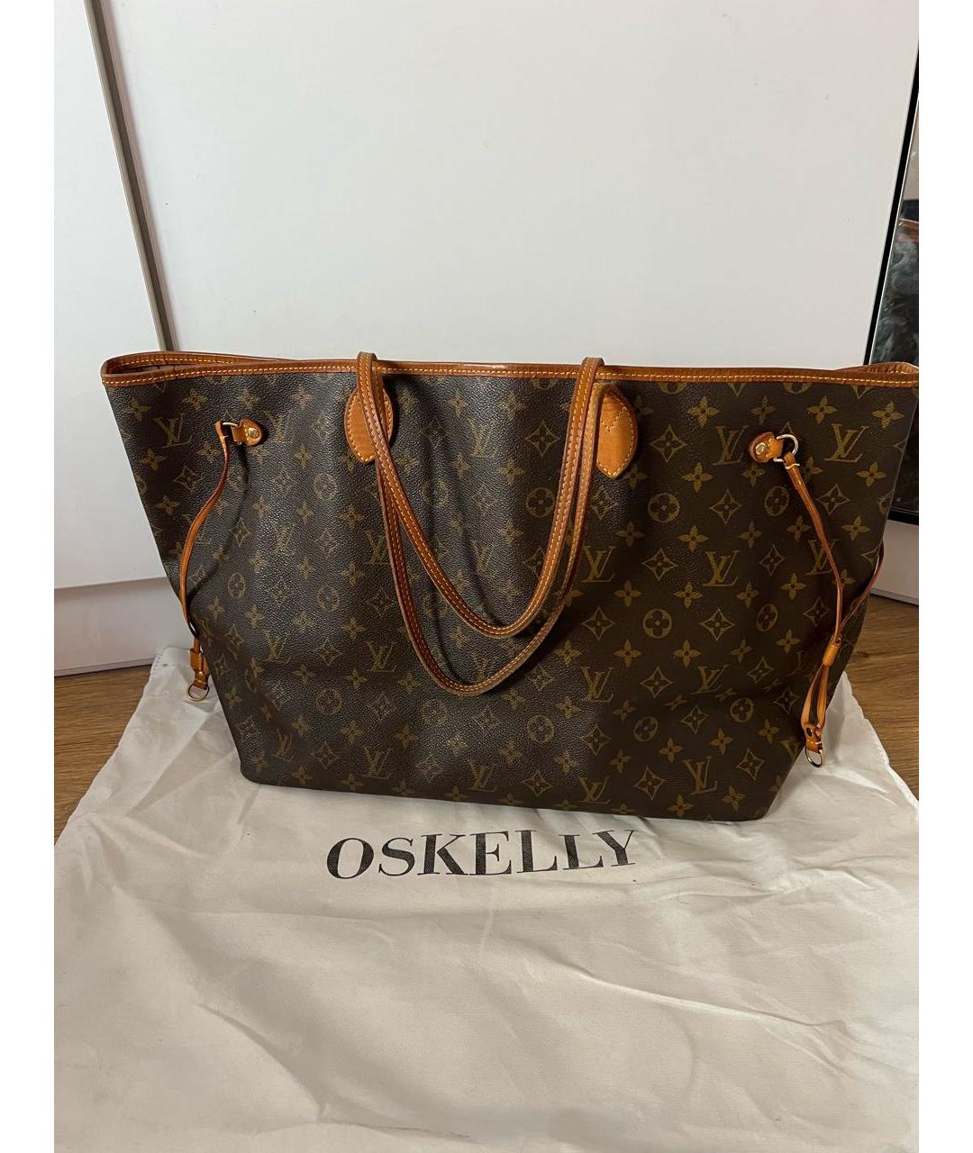 LOUIS VUITTON Коричневая кожаная сумка тоут, фото 3
