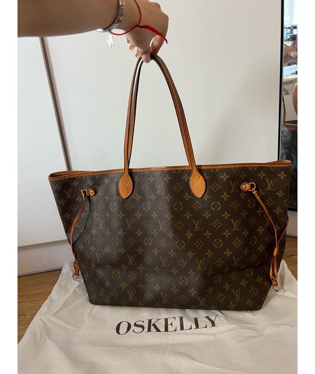 LOUIS VUITTON Коричневая кожаная сумка тоут, фото 9