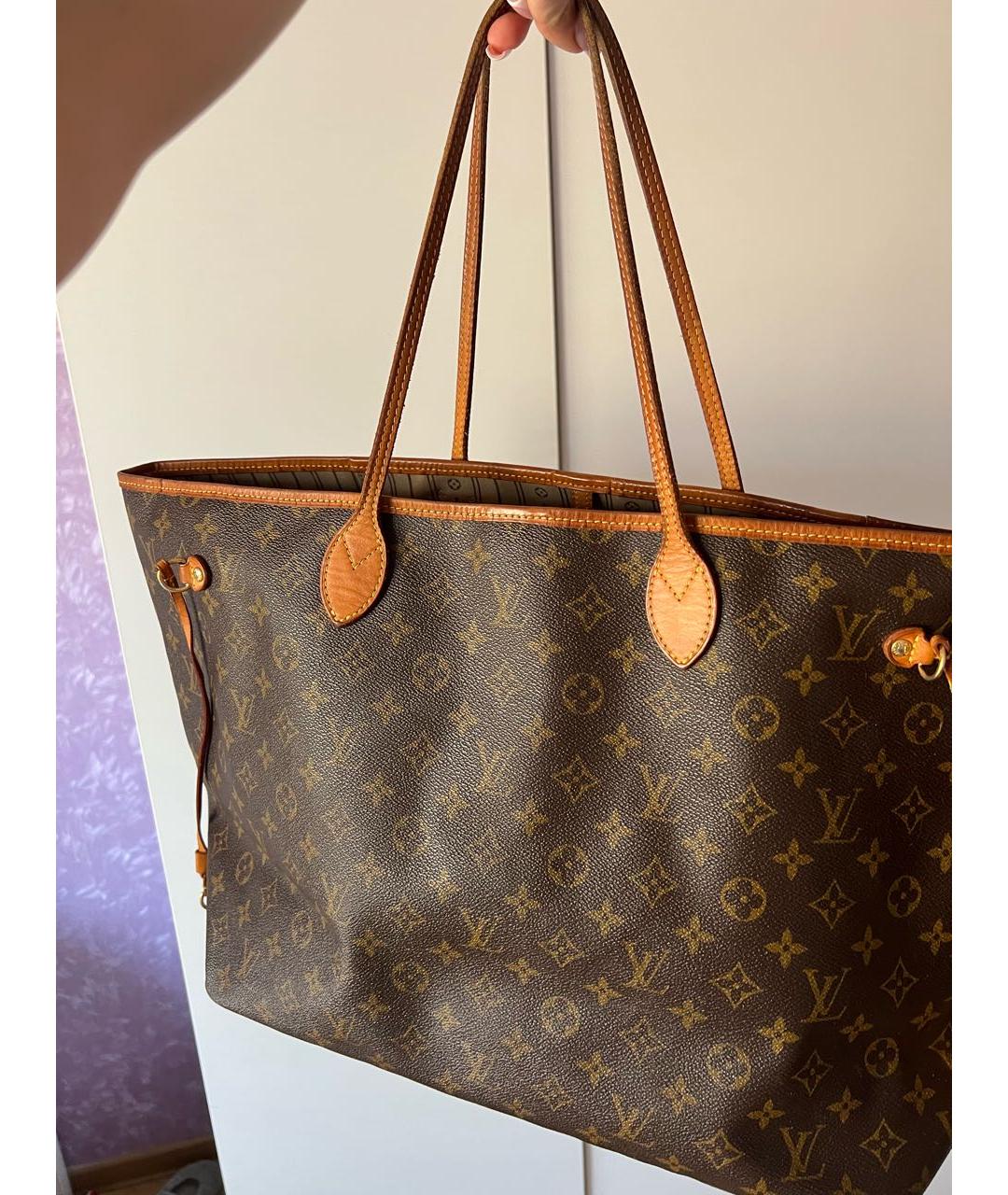 LOUIS VUITTON Коричневая кожаная сумка тоут, фото 2