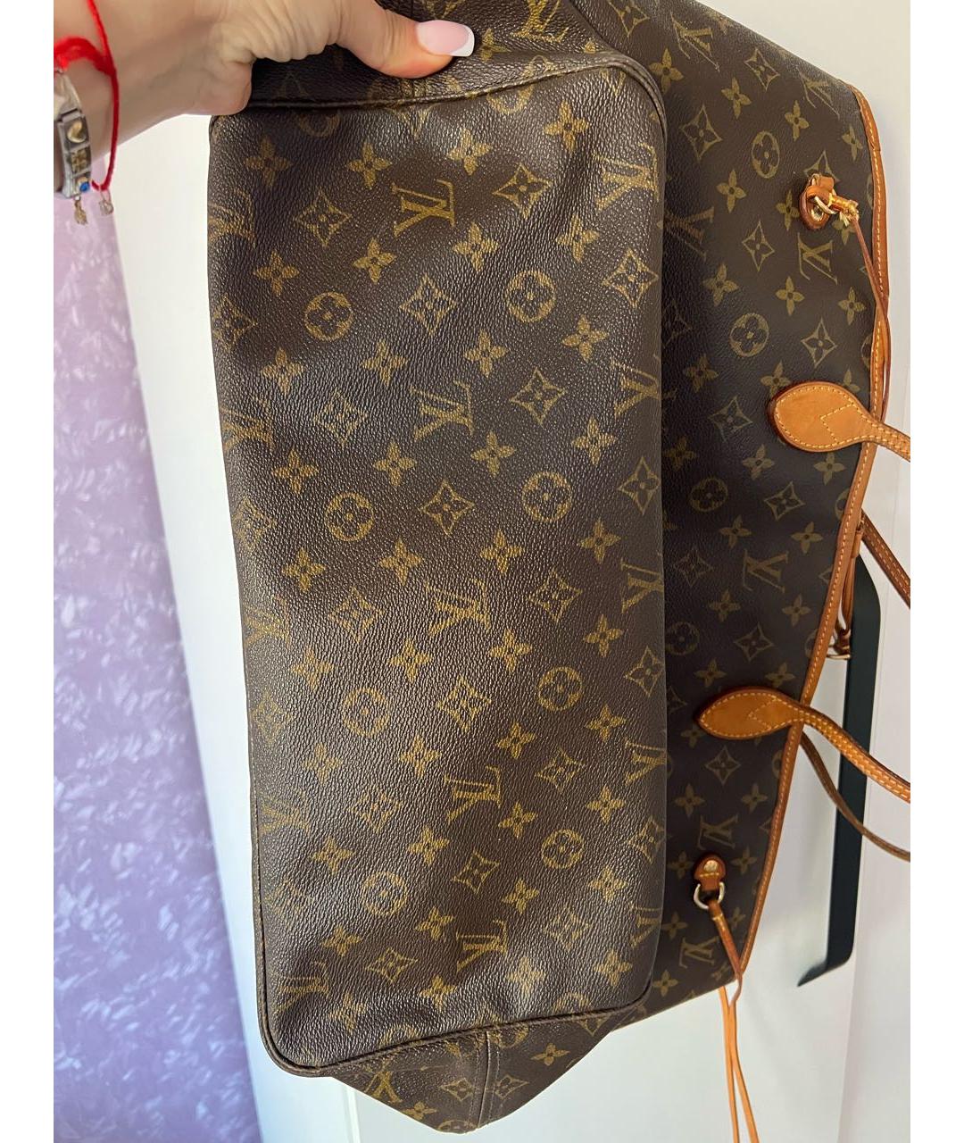 LOUIS VUITTON Коричневая кожаная сумка тоут, фото 8