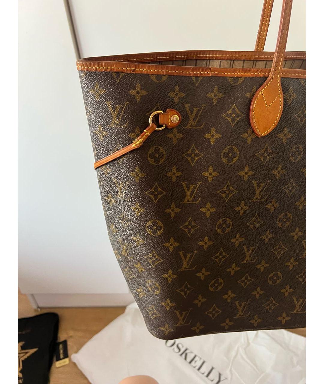 LOUIS VUITTON Коричневая кожаная сумка тоут, фото 6