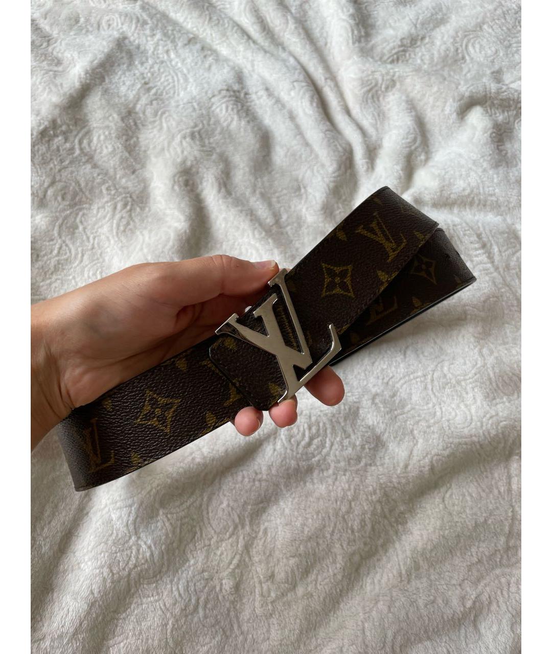 LOUIS VUITTON Коричневый кожаный ремень, фото 3