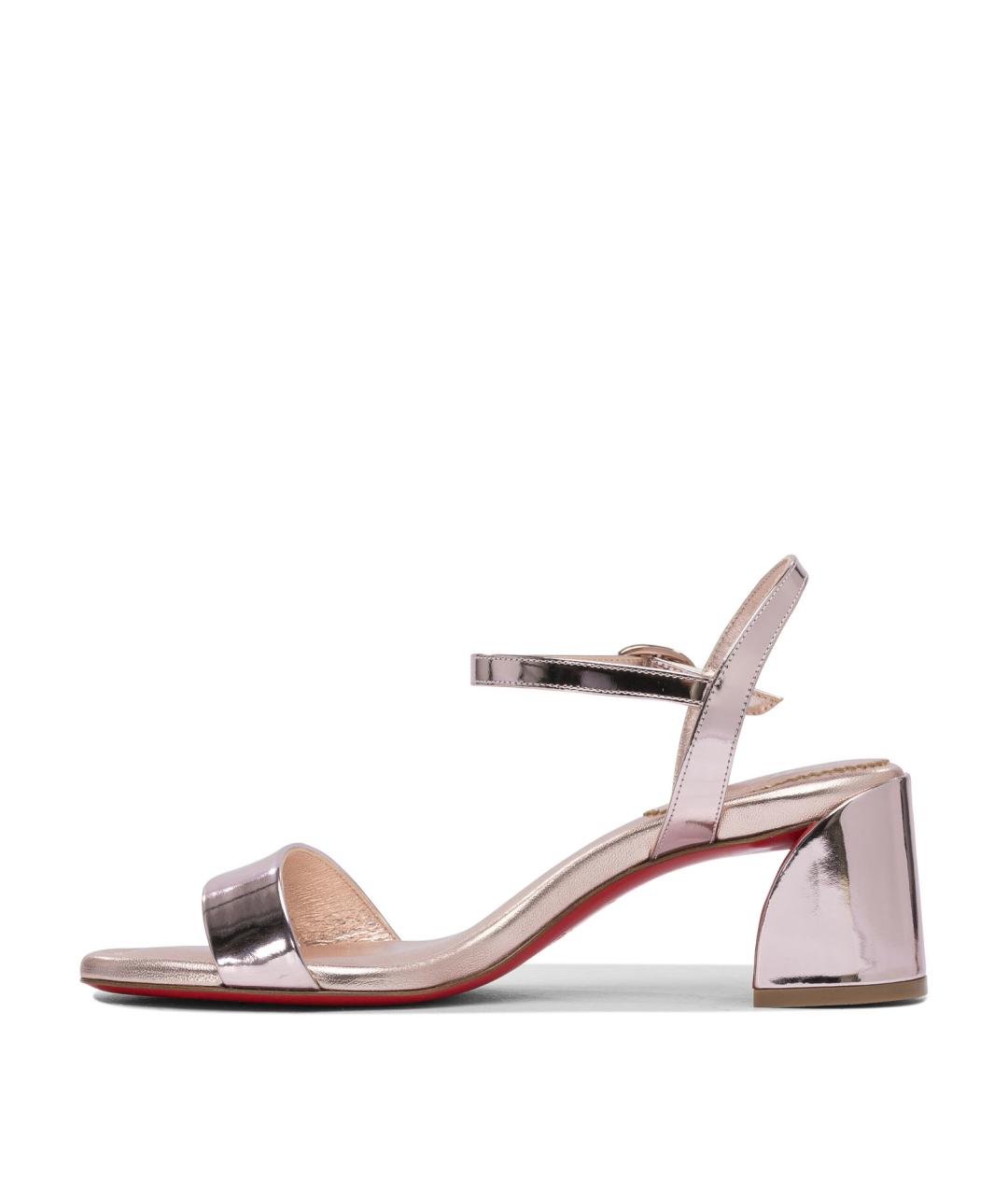 CHRISTIAN LOUBOUTIN Розовые кожаные босоножки, фото 2