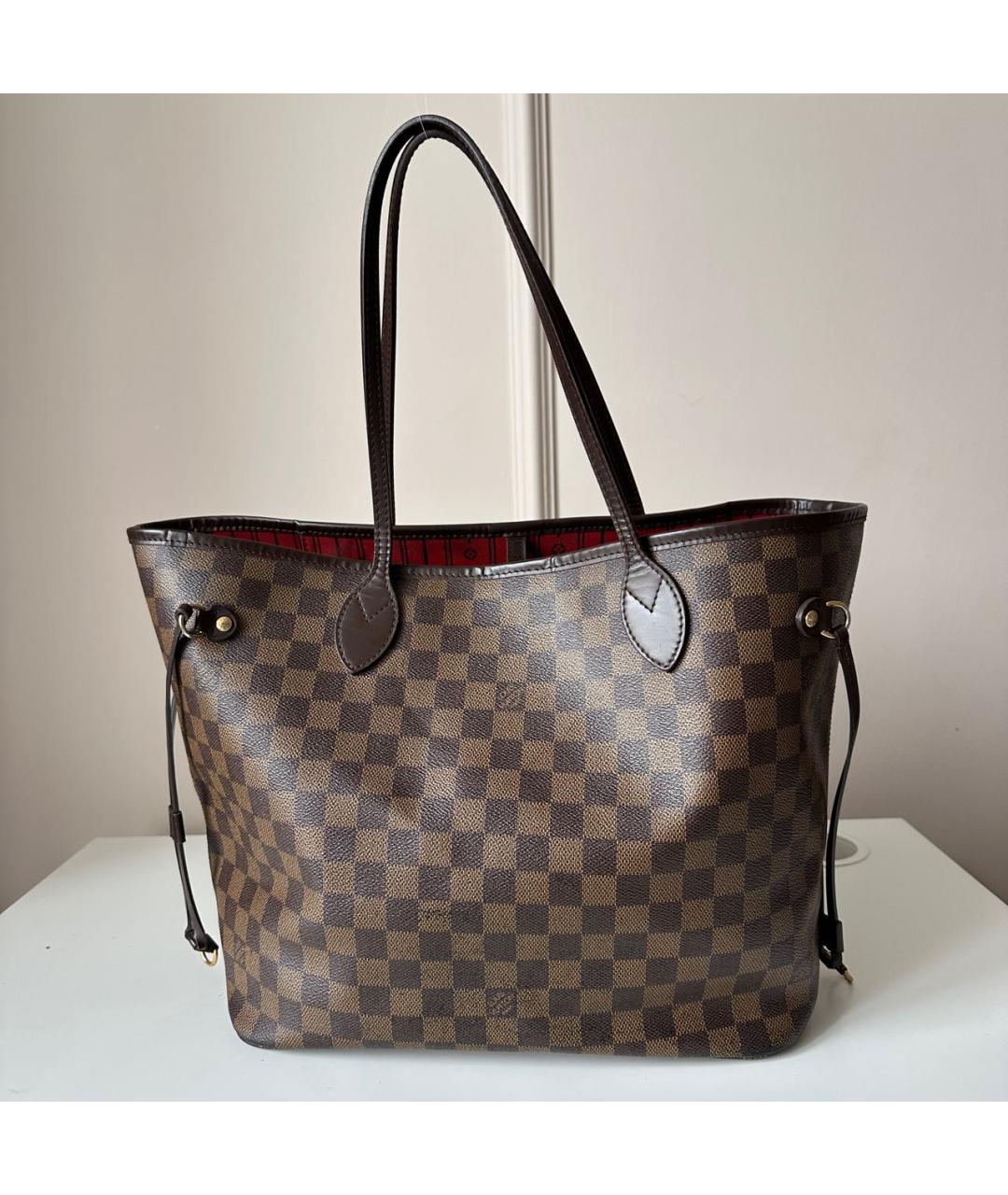 LOUIS VUITTON Коричневая кожаная сумка тоут, фото 9