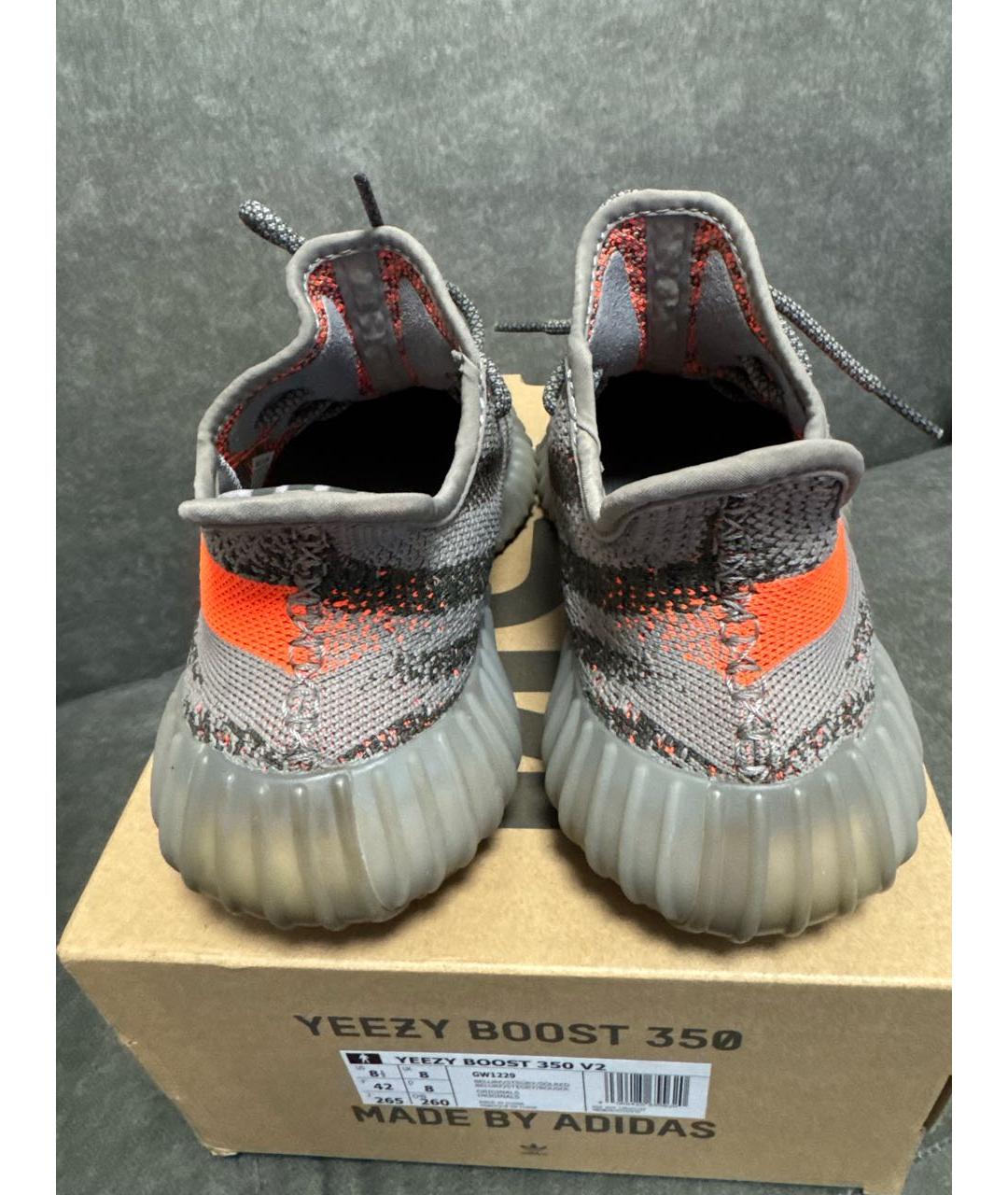 ADIDAS YEEZY Серые текстильные низкие кроссовки / кеды, фото 4