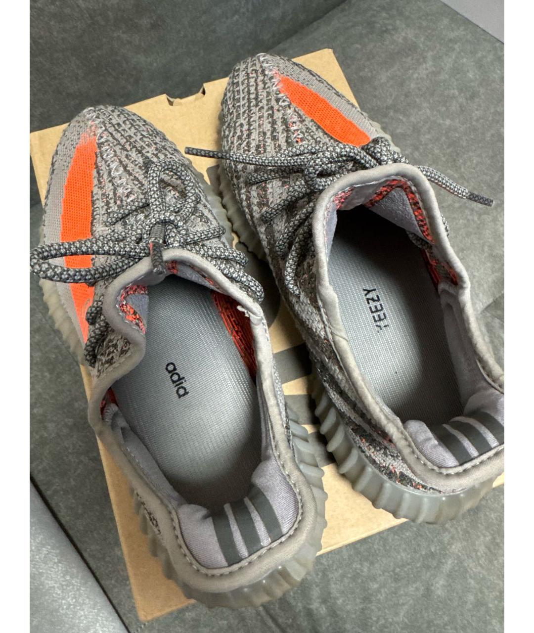 ADIDAS YEEZY Серые текстильные низкие кроссовки / кеды, фото 3