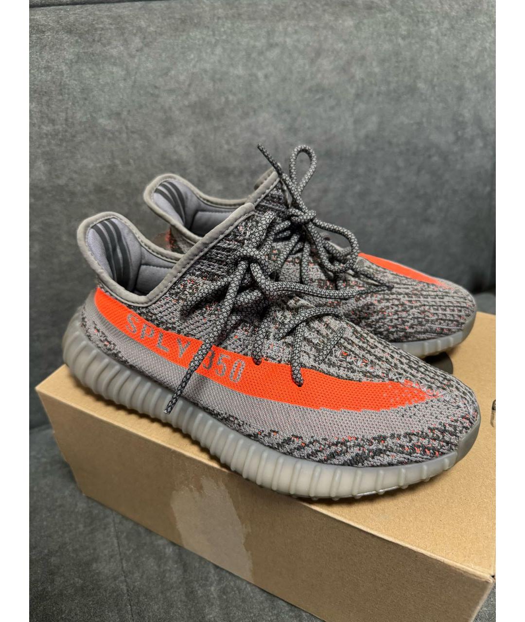 ADIDAS YEEZY Серые текстильные низкие кроссовки / кеды, фото 7