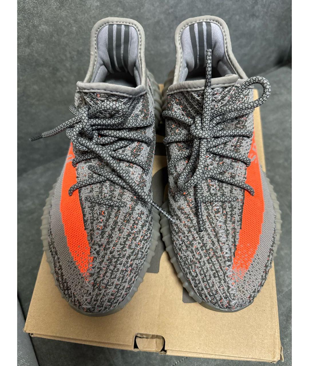ADIDAS YEEZY Серые текстильные низкие кроссовки / кеды, фото 2