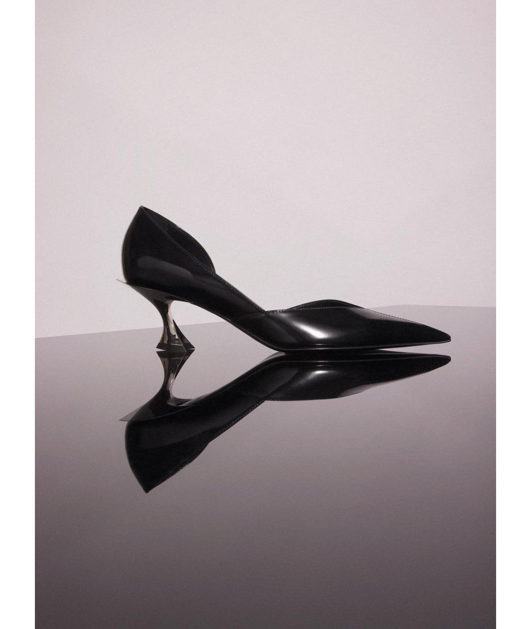 MUGLER Черные кожаные лодочки на низком каблуке, фото 2