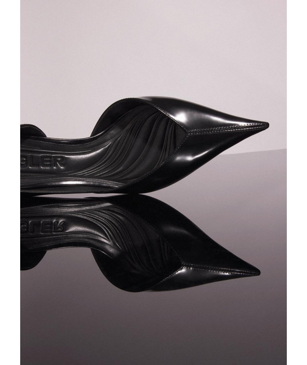 MUGLER Черные кожаные лодочки на низком каблуке, фото 5