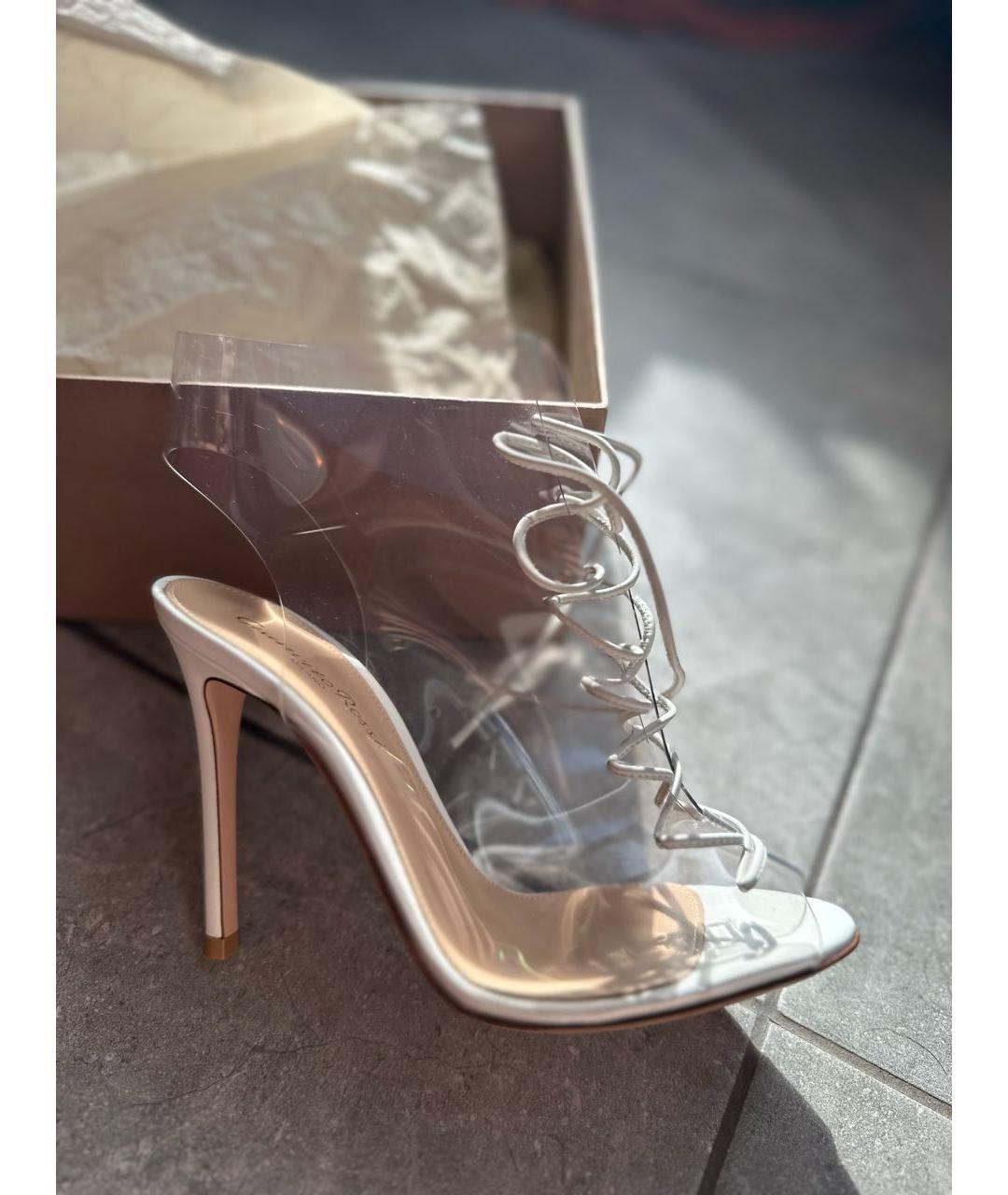 GIANVITO ROSSI Белые кожаные босоножки, фото 7