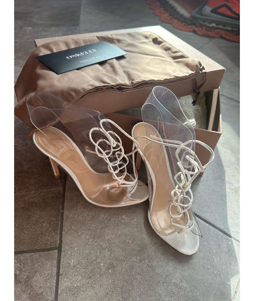 GIANVITO ROSSI Белые кожаные босоножки, фото 3