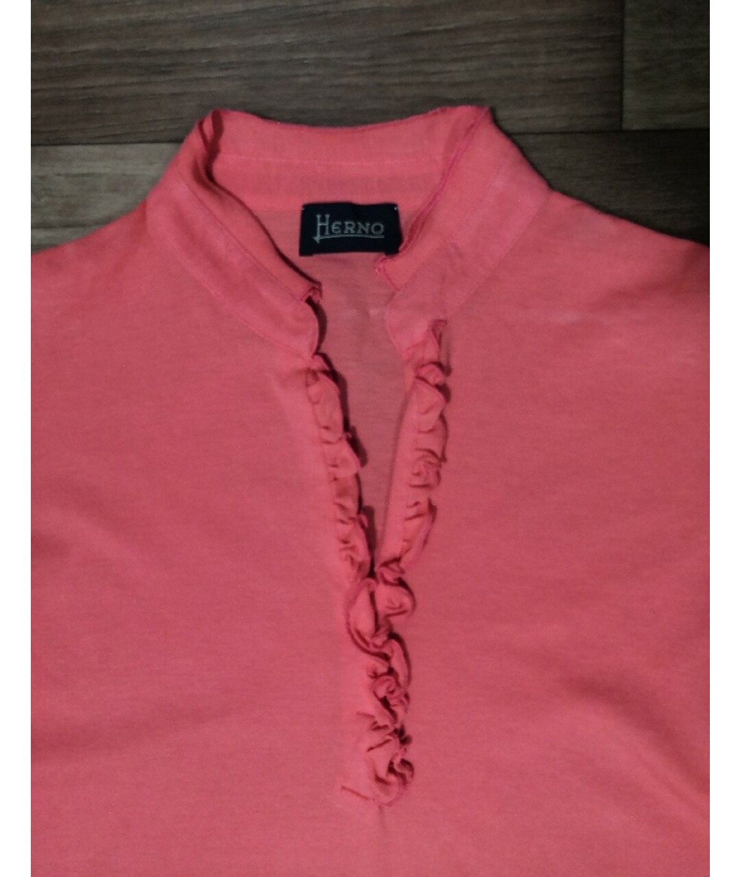 HERNO Коралловая хлопко-эластановая футболка, фото 3