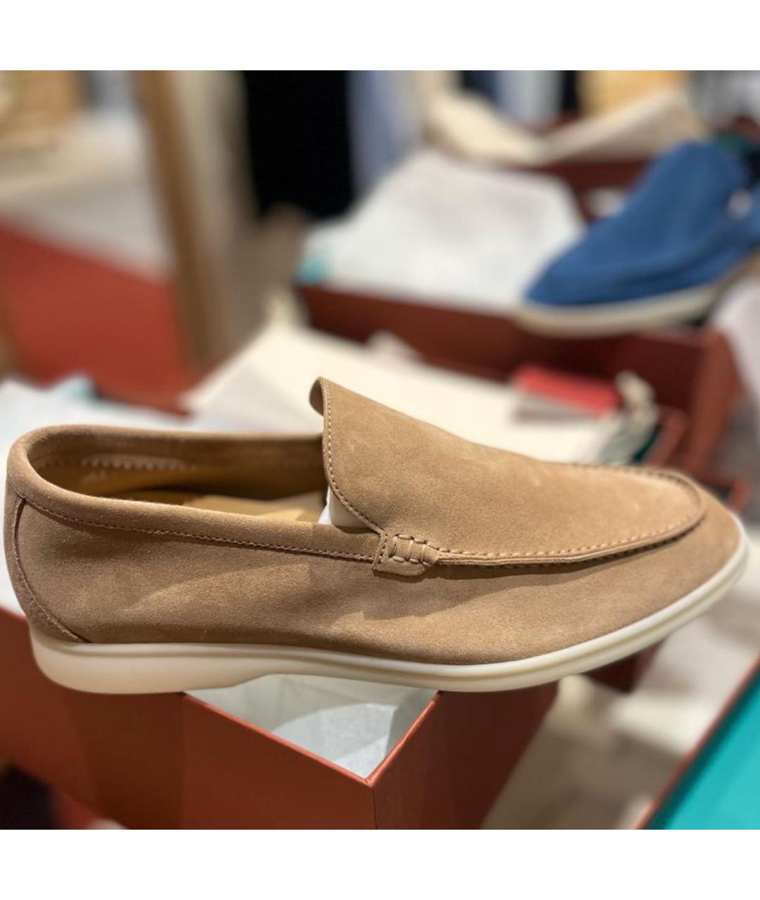 LORO PIANA Бежевые замшевые лоферы, фото 4