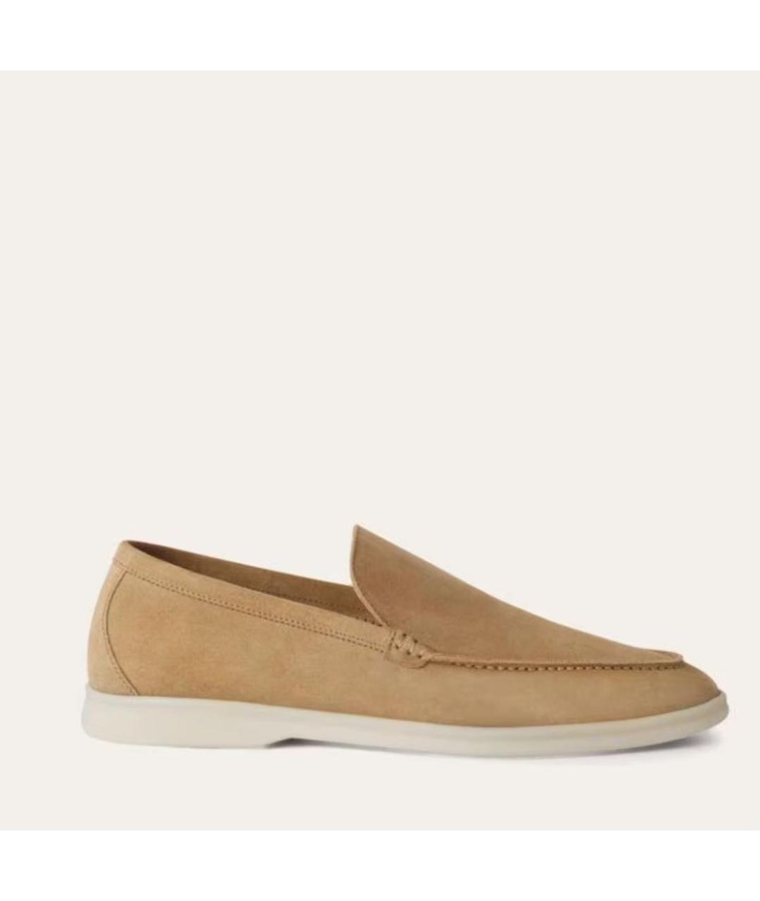 LORO PIANA Бежевые замшевые лоферы, фото 5
