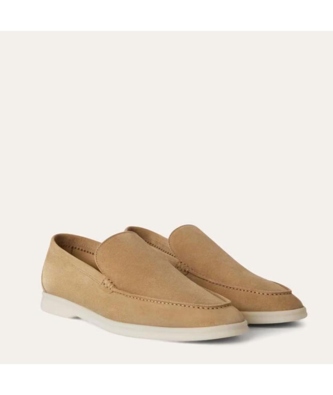 LORO PIANA Бежевые замшевые лоферы, фото 2