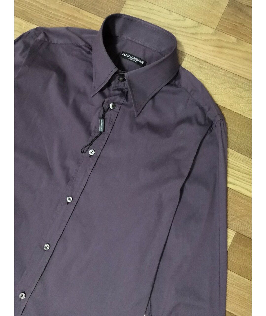DOLCE&GABBANA Фиолетовая хлопко-полиэстеровая классическая рубашка, фото 2