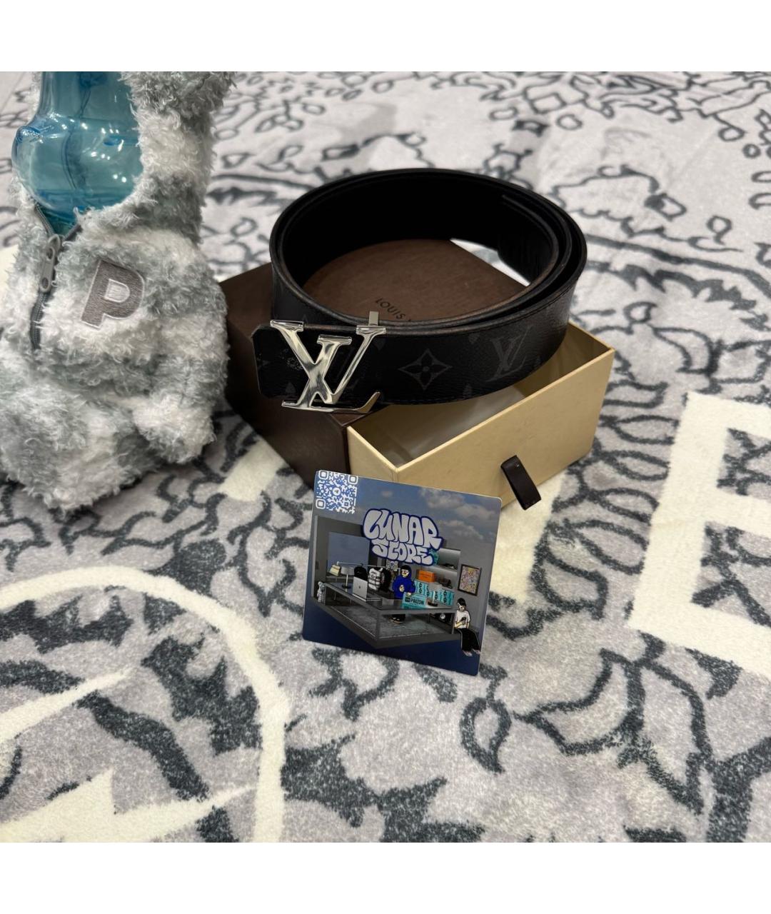 LOUIS VUITTON Черный кожаный ремень, фото 2